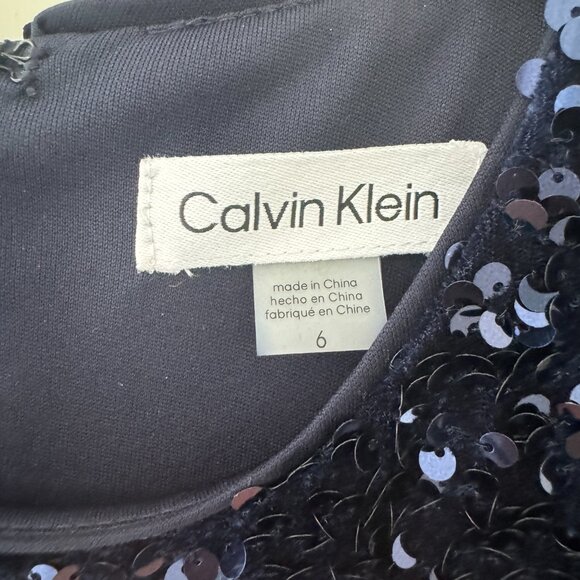 Calvin Klein Sequined Back-Slit Evening Gown - Picture 5 of 7